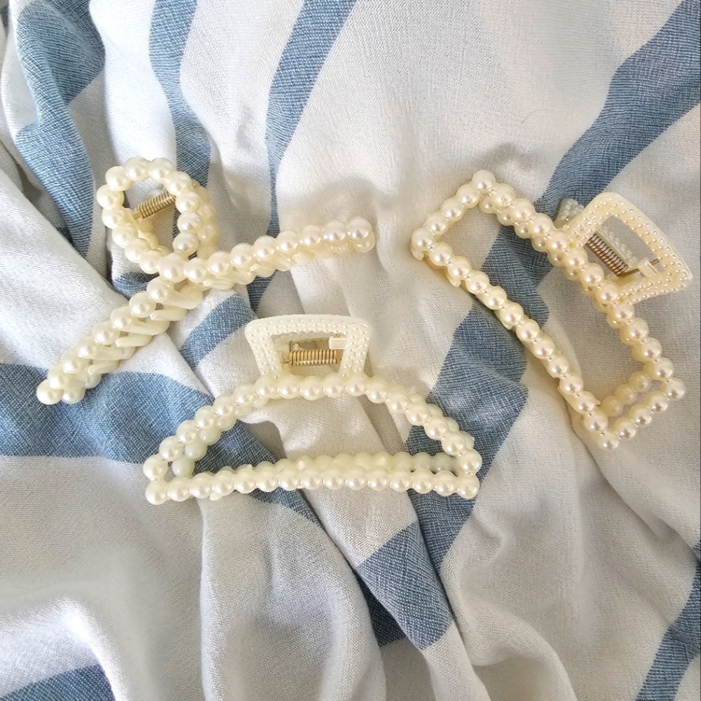 Set of 3 Faux Pearl Hair Clips | 2 Sets Available